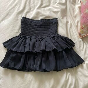 Size small ruffle navy silk skirt